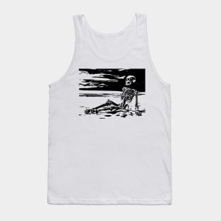 skeleton sits on the beach Tank Top